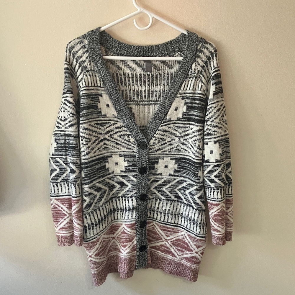 Charlotte Russe Aztec print cardigan sweater